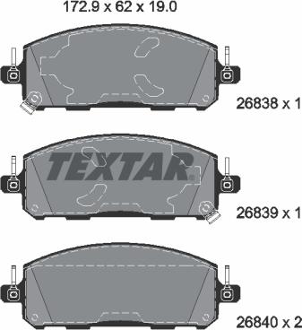 Textar 2683801 — Zestaw klocków hamulcowych, hamulce tarczowe