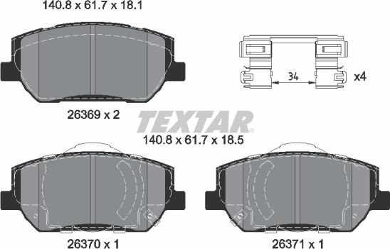Textar 2636901 — Zestaw klocków hamulcowych, hamulce tarczowe