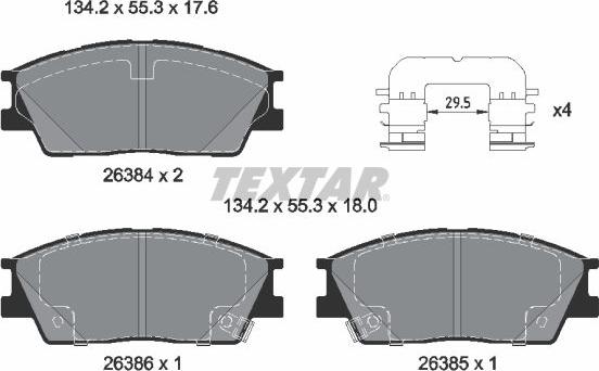 Textar 2638401 — Zestaw klocków hamulcowych, hamulce tarczowe