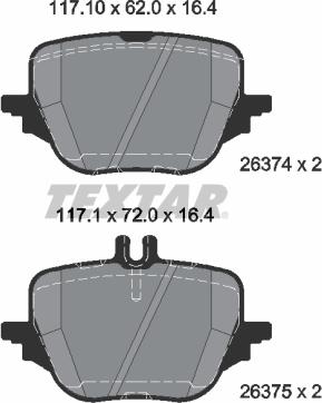 Textar 2637401 — Zestaw klocków hamulcowych, hamulce tarczowe