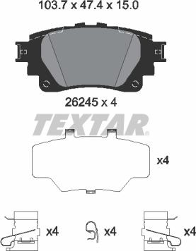 Textar 2624501 — Zestaw klocków hamulcowych, hamulce tarczowe