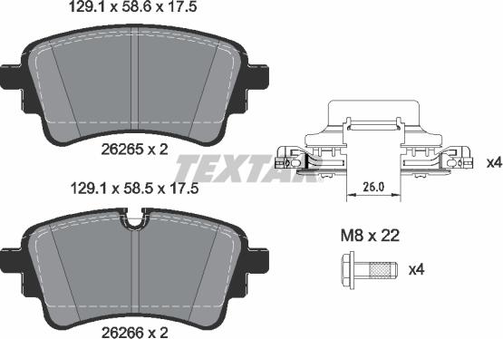 Textar 2626501 — Zestaw klocków hamulcowych, hamulce tarczowe