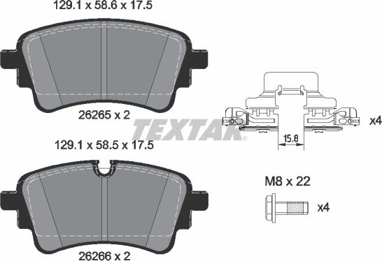 Textar 2626503 — Zestaw klocków hamulcowych, hamulce tarczowe