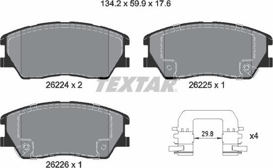 Textar 2622401 — Zestaw klocków hamulcowych, hamulce tarczowe