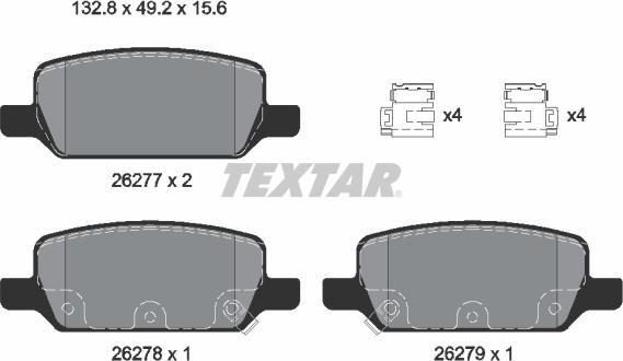 Textar 2627701 — Zestaw klocków hamulcowych, hamulce tarczowe