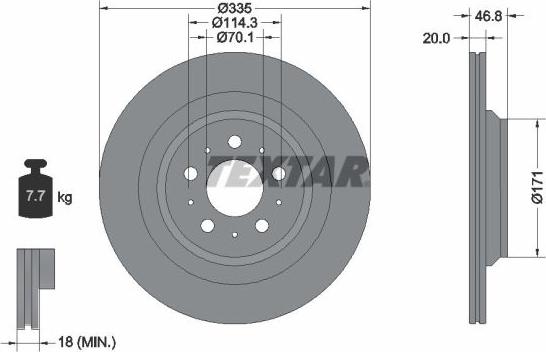 Textar 92343303 — Tarcza hamulcowa