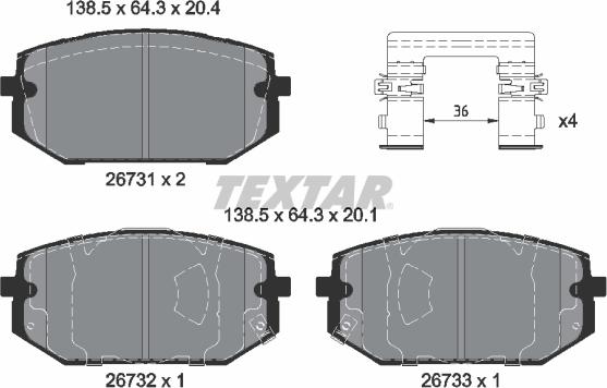 Textar 2673101 — Zestaw klocków hamulcowych, hamulce tarczowe