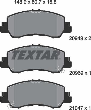 Textar 2094901 — Zestaw klocków hamulcowych, hamulce tarczowe