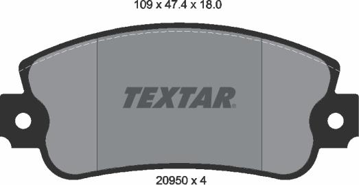 Textar 2095005 — Zestaw klocków hamulcowych, hamulce tarczowe