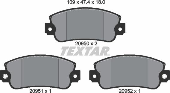 Textar 2095006 — Zestaw klocków hamulcowych, hamulce tarczowe