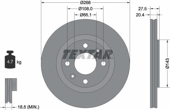Textar 92048103 — Tarcza hamulcowa