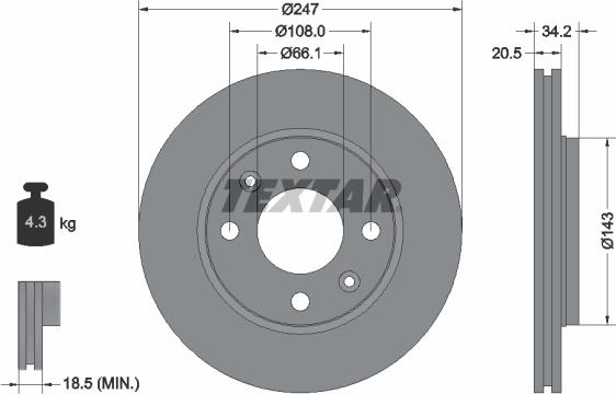 Textar 92043103 — Tarcza hamulcowa