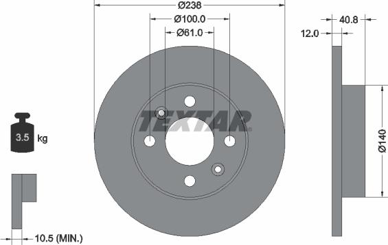 Textar 92036103 — Tarcza hamulcowa
