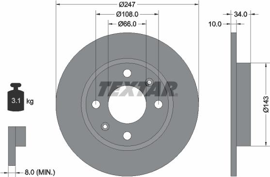 Textar 92029803 — Tarcza hamulcowa