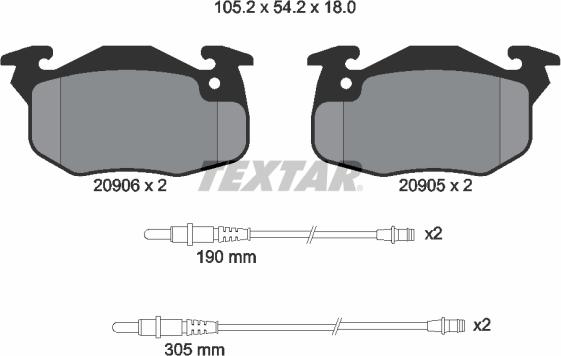 Textar 2090603 — Zestaw klocków hamulcowych, hamulce tarczowe