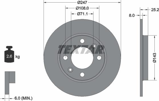 Textar 92055003 — Tarcza hamulcowa