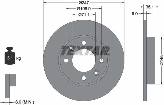 Textar 92111703 — Tarcza hamulcowa