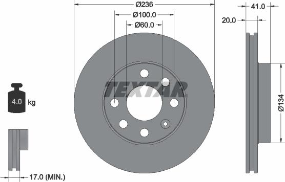 Textar 92029603 — Tarcza hamulcowa