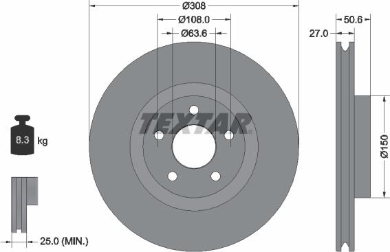 Textar 92306703 — Tarcza hamulcowa