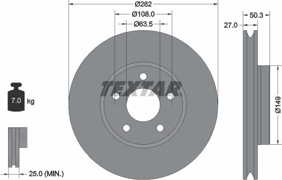 Textar 92303405 — Tarcza hamulcowa