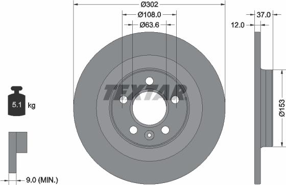 Textar 92304703 — Tarcza hamulcowa