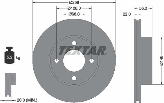Textar 92054200 — Tarcza hamulcowa