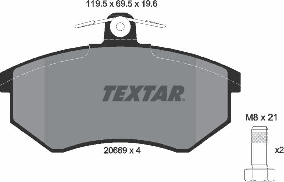 Textar 2066921 — Zestaw klocków hamulcowych, hamulce tarczowe