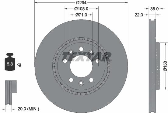 Textar 92287103 — Tarcza hamulcowa