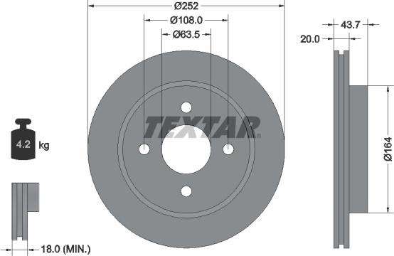 Textar 92063603 — Tarcza hamulcowa