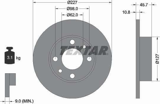 Textar 92019300 — Tarcza hamulcowa