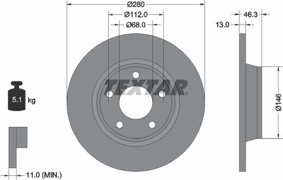Textar 92071605 — Tarcza hamulcowa