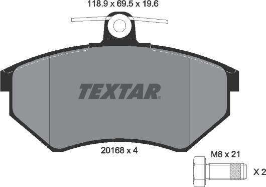 Textar 2016804 — Zestaw klocków hamulcowych, hamulce tarczowe