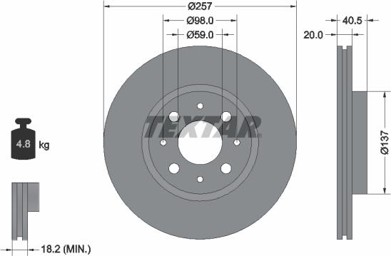 Textar 92068503 — Tarcza hamulcowa