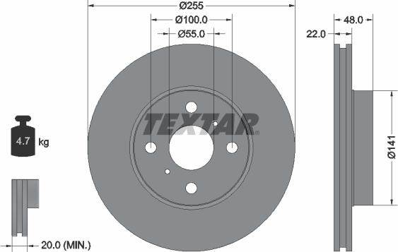 Textar 92077203 — Tarcza hamulcowa
