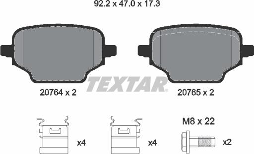 Textar 2076401 — Zestaw klocków hamulcowych, hamulce tarczowe