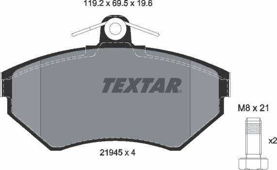 Textar 2194503 — Zestaw klocków hamulcowych, hamulce tarczowe