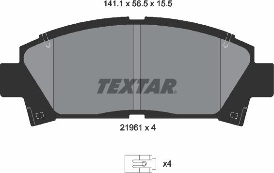 Textar 2196102 — Zestaw klocków hamulcowych, hamulce tarczowe