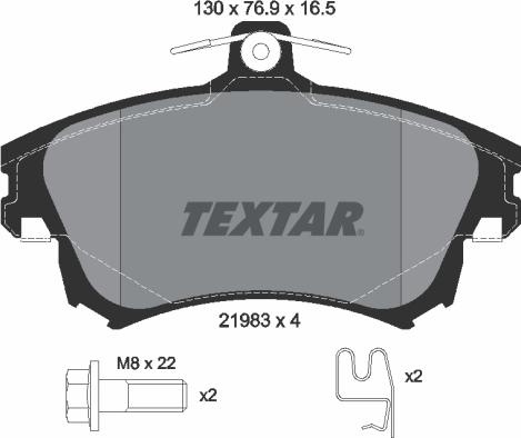 Textar 2198304 — Zestaw klocków hamulcowych, hamulce tarczowe
