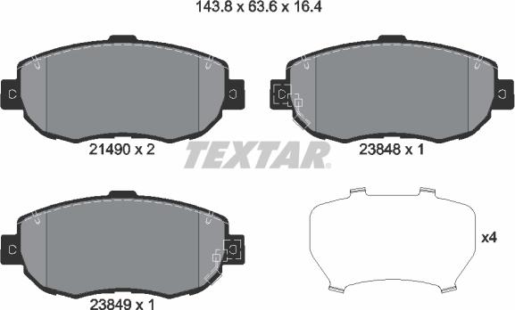 Textar 2149001 — Zestaw klocków hamulcowych, hamulce tarczowe