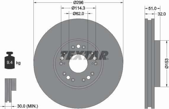 Textar 92237503 — Tarcza hamulcowa