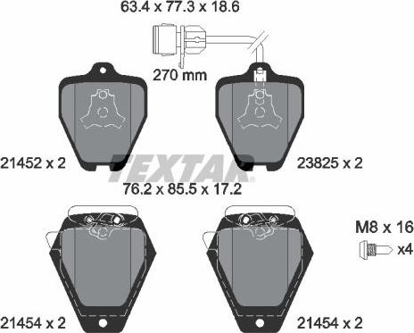 Textar 2145201 — Zestaw klocków hamulcowych, hamulce tarczowe