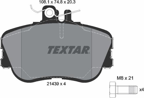 Textar 2143905 — Zestaw klocków hamulcowych, hamulce tarczowe