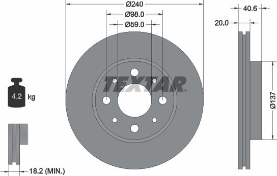 Textar 92118003 — Tarcza hamulcowa