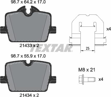 Textar 2143301 — Zestaw klocków hamulcowych, hamulce tarczowe