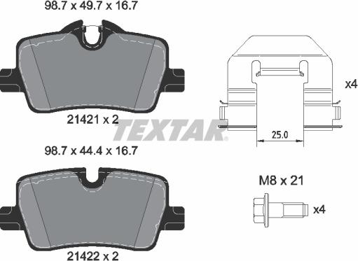 Textar 2142101 — Zestaw klocków hamulcowych, hamulce tarczowe