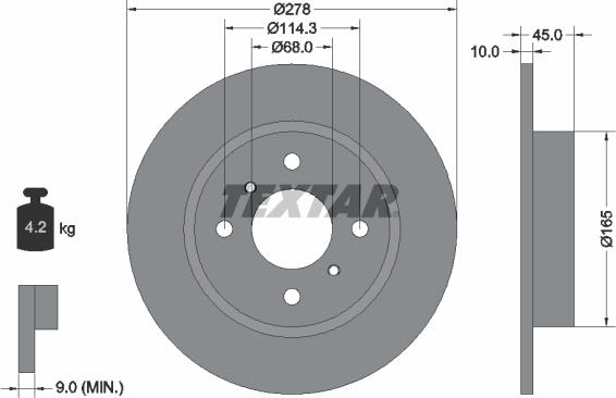 Textar 92128700 — Tarcza hamulcowa
