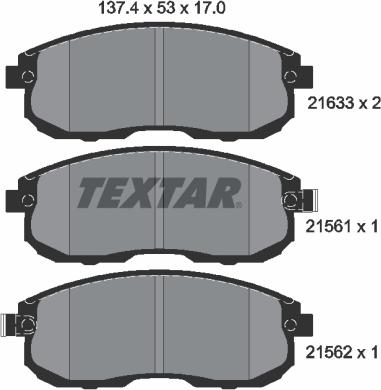 Textar 2156101 — Zestaw klocków hamulcowych, hamulce tarczowe