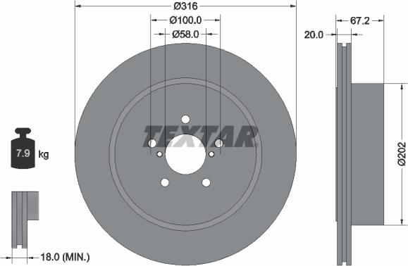 Textar 92173703 — Tarcza hamulcowa
