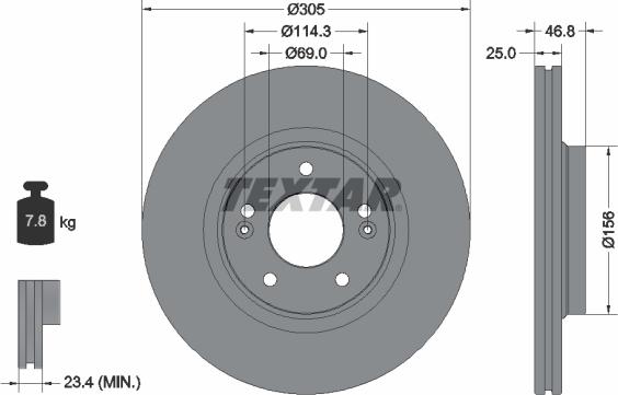 Textar 92292205 - Tarcza hamulcowa