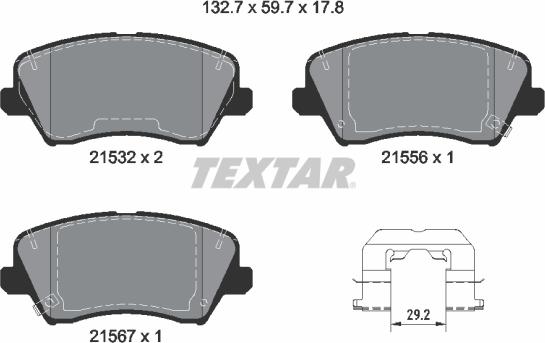Textar 2153201 — Zestaw klocków hamulcowych, hamulce tarczowe